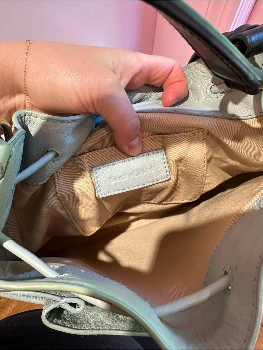 See By Chloe Pale Sage Leather Top-Handle Satchel with Gold Hardware - Picture 4 of 5